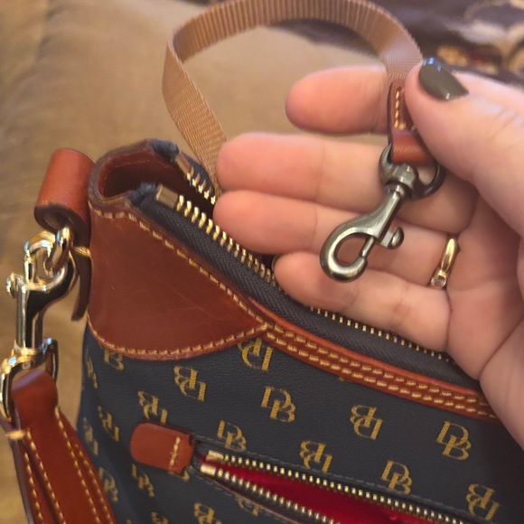Dooney & Bourke Blue and Brown Monogram Shoulder Bag - Picture 6 of 11